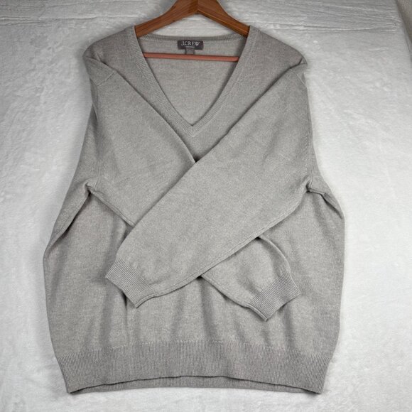 NWOT J.Crew Cashmere V-neck Oversized Sweater Size S Heather Fog Pullover BA394 - Picture 7 of 9